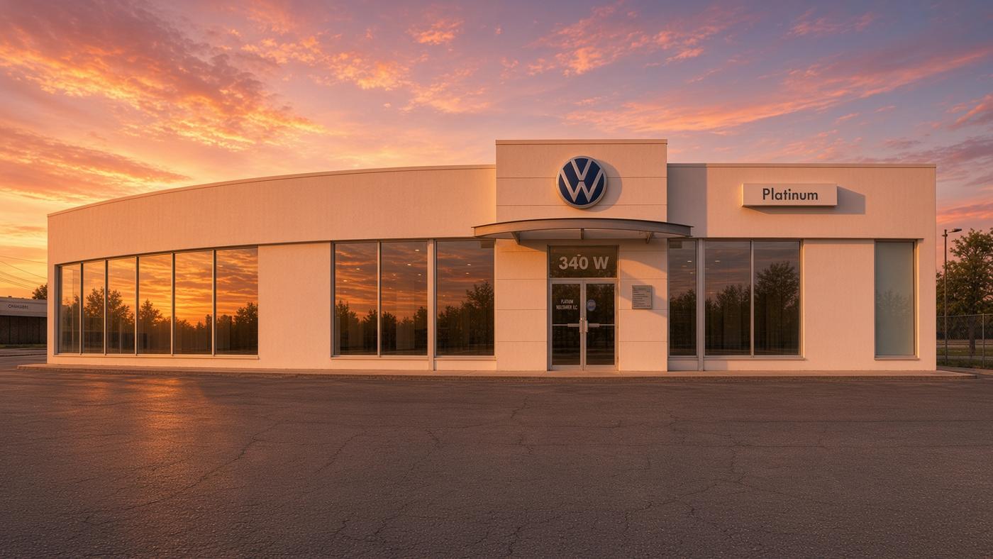Platinum Volkswagen sales storefront at 340 West Old Country Road, Hicksville
